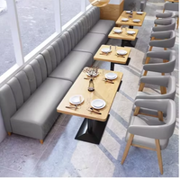 Projet de banquette d'angle personnalisée en cuir pour restaurant moderne canapé de siège de luxe pour restaurant café-restaurant ensemble de tables et de chaises