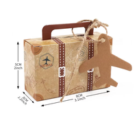 Mini boîtes en papier pliables jetables en forme de valise vintage pour bonbons, friandises, étiquettes, cadeaux de fête, emballage cadeau avec pelliculage brillant