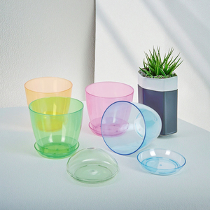 Haixin Pots de fleurs en plastique PS à prix réduit Jardinières Pots de fleurs transparents Petits pots de fleurs avec base - Product Image 4