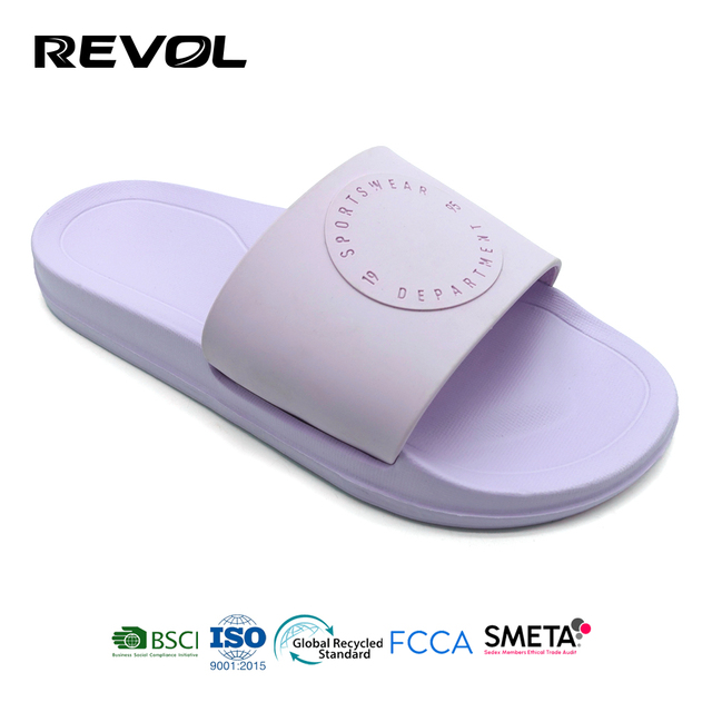 Women's One-Hand Slide Sandals Breathable Anti-Slip Summer Beach Sandals Fashion Trend PVC Upper Logo Deboss EVA Slippers