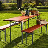Table de pique-nique en bois pliable Portable OEM, Patio en plastique pour bière, banc en bois