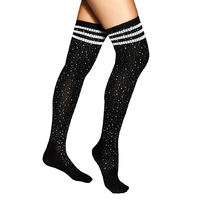 Femmes longues sur le genou chaussettes hautes Sexy Sparkle strass bas paillettes chaussettes