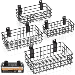 Paniers de rangement métalliques muraux noirs rectangulaires robustes pour l'organisation du garage, de la salle et de l'atelier - Product Image 1