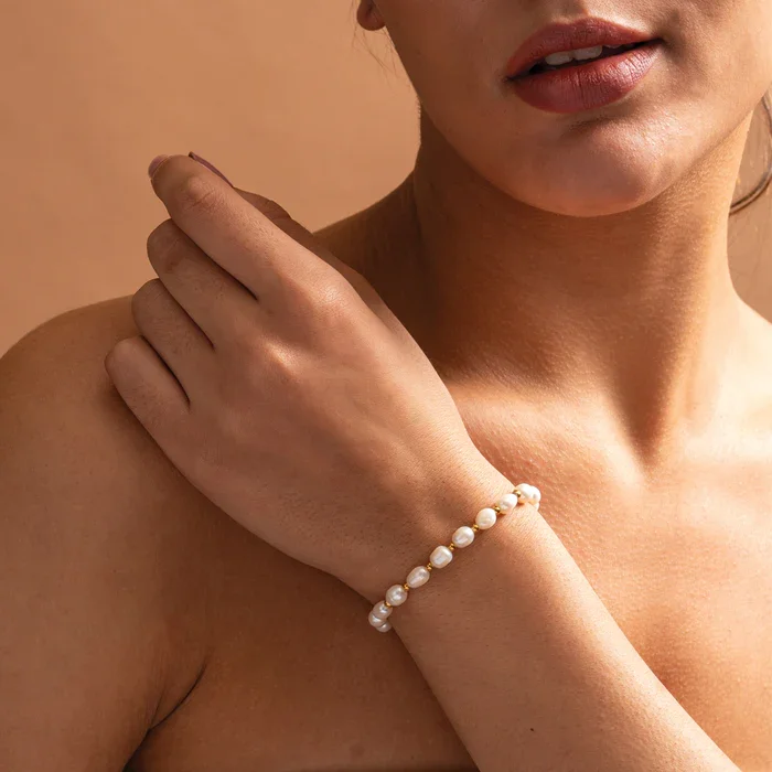 stainless steel freshwater pearl bracelet