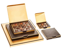 Boîte cadeau magnétique noire personnalisée avec plateau séparateur doré, emballage pour chocolats et bonbons, multi-compartiments, logo, vente en gros