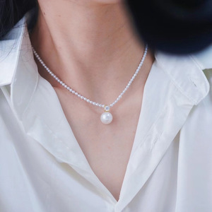 Pendentif en argent S925 avec perles rondes de 9 à 13 mm, accessoires de perles DIY, support vide pour pendentif en jade tendance, collier en cristal 31048 - Product Image 2