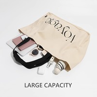 Bolsa de lona reutilizable gigante con logotipo impreso personalizado al por mayor con asa de cuerda original para mujer para compras de comestibles