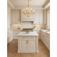 Meuble de cuisine modulaire Shaker avec évier, charnières, étagères ouvertes, rangement latéral, portes en PVC, éclairage inclus, prêt à assembler