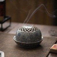 MSH Brûleur d'encens en porcelaine bleu et blanc Brûleur d'encens en argile de poterie ancienne