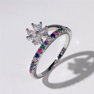 Anello con zirconi colorati in stile giapponese coreano, regalo di gioielli eleganti e alla moda per le donne - Product Image 2
