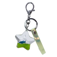 Porte-clés en acrylique en forme d'étoile avec sable mouvant, décoration personnalisée en résine, paillettes liquides, pendentif de sac, souvenir créatif, cadeau