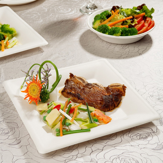 Wholesale Material Round Paper White Plate Beef Hamburger Lemon Vegetable Fruit Container Cake Bowls Paper Party Plate