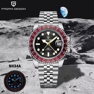 Montres pour hommes PAGANI DESIGN PD-1758 40MM GMT NH34 avec cadran cartographique, montres de luxe haut de gamme, montre mécanique automatique pour hommes, saphir - Product Image 2