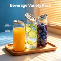 Bouteille de boisson en plastique PET transparente Yigao avec logo personnalisé, 250 ml, 500 ml, avec couvercles à anneau d'ouverture facile, pour les magasins de thé au lait, jus et sodas