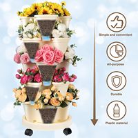 Diskon Besar ramuan bunga 5-tier penyiram mandiri Pot tanam menara plastik vertikal berkebun penanam stroberi