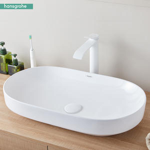 Lavabo Hansgrohe MellowTide U 675/395 <span class=keywords><strong>sans</strong></span> <span class=keywords><strong>trou</strong></span> <span class=keywords><strong>de</strong></span> robinet 22424007, lavabo en céramique pour le lavage des mains et du visage dans la salle <span class=keywords><strong>de</strong></span> bain - Product Image 1