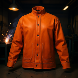 Veste de soudage en cuir taille XL, résistante à la chaleur 800C, ignifuge, vêtements de sécurité, protection contre les radiations - Product Image 2