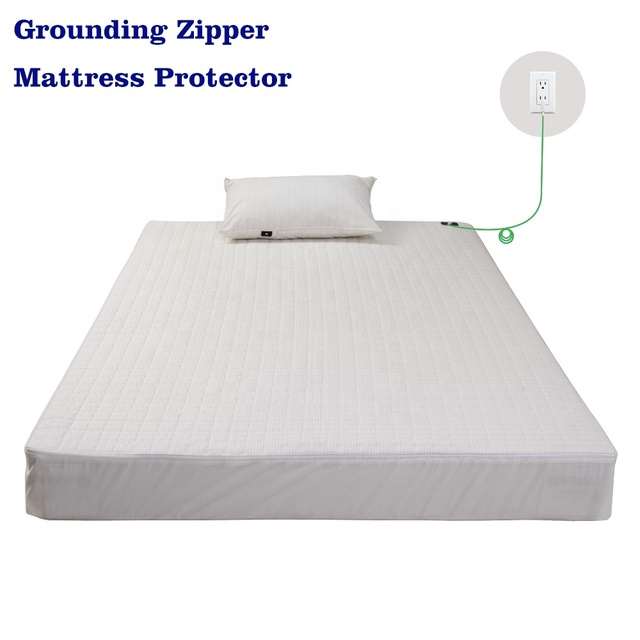 Soft Silver Fiber Earthing Sheet Quilted Grounding Mattress Protector for Home Bedroom