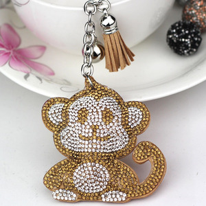 Kim cương khỉ keychain Bling Bling pha lê Rhinestone Mặt dây chuyền dệt kỹ thuật động vật vòng chì<span class=keywords><strong>a</strong></span> khó<span class=keywords><strong>a</strong></span> lợn mô hình quyến rũ Bling Keychain - Product Image 4