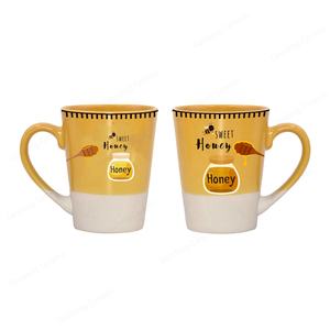 Taza de cerámica esmaltada con diseño personalizado, taza de café de abeja y miel, Color amarillo - Product Image 4