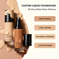 Fond de teint liquide à logo personnalisé, couvrance totale, fini naturel, contrôle du sébum, résistant à la transpiration, hydratant, pour peaux foncées – Meilleures ventes