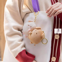 Porte-clés multifonctionnel en peluche petit cochon, brodé, en polyester et coton PP, idéal pour sac et meilleur ami
