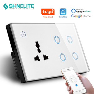 Shinelite 147*86 Mét Kích thước nhà Máy Giá Chất lượng cao thông minh Wifi cảm ứng 4 gang <span class=keywords><strong>switch</strong></span> & phổ ổ cắm - Product Image 4