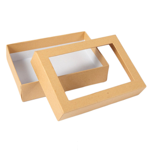 Eco Friendly Custom logo Brown Kraft Paper Packaging <strong>Box</strong> Lid and Base Gift <strong>Box</strong> With clear PVC Window and Paper Bag - Product Image 2