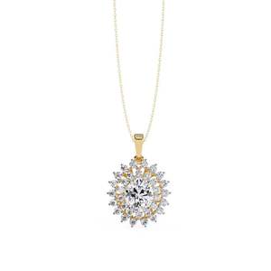 Collier pendentif élégant en or, or rose, or blanc, argent, avec diamants de laboratoire de qualité supérieure pour femmes, cadeau - Product Image 1
