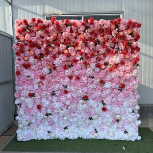 W-FW050 Mur de fleurs artificielles en soie bleu rose, toile de fond 8ft*8ft pour décoration de mariage et de fête, vente en gros - Product Image 4