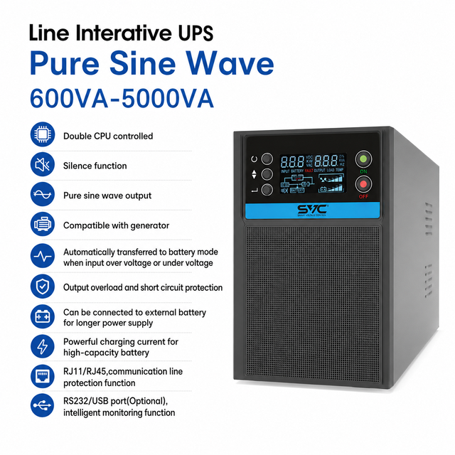 600VA-5000VA Line Interactive Pure Sine Wave UPS Supports RS232/USB Port