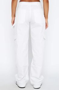 Pantaloni da donna nuovi stile coreano bianchi pantaloni <span class=keywords><strong>Cargo</strong></span> a vita alta da donna - Product Image 6