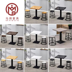 Grosir Cina kustom Toko Kopi Makanan Cepat persegi meja komersil Cafe Marble kayu bulat perabotan restoran Modern - Product Image 4