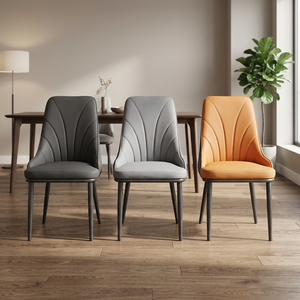 Silla Moderna de Piel Sintética para Sala de Estar, Respaldo Sólido, Patas de Metal, Diseño Contemporáneo, Muebles para el Hogar - Product Image 1