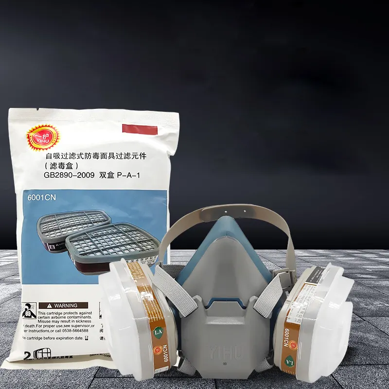 YIHU 9200 protezione respiratoria maschera di sicurezza con doppi filtri respiratore chimico mezza faccia maschera antigas