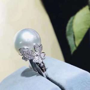 แหวนเงินแท้ S925 อุปกรณ์เสริมสำหรับทำเครื่องประดับ DIY พร้อมลูกปัดกลมขนาด 9-10 มม. รุ่น 10172 แหวนซ่อนไข่มุกสำหรับเครื่องประดับมุก - Product Image 2