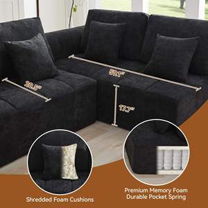 Nhà sản xuất hình chữ L bọt chân không Modular nén sofa cắt vải to sợi couch ngủ sofa cho nhà - Product Image 4