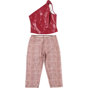 Sexy Damen Zweiteiler Set aus PU-Leder, Dehnbares Crop Top und Hose, Sexy Club Zweiteiler Set, Freizeit Damenoutfit 2026 - Product Image 5