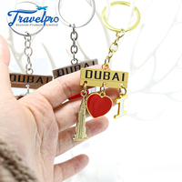 Porte-clés personnalisé en métal avec nom de pays, Dubaï, finition nickel brillant, impression numérique, souvenir touristique, porte-clés en alliage de zinc