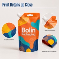 Sachet Doypack en plastique alimentaire robuste avec bec verseur, emballage personnalisé avec logo imprimé pour aliments liquides
