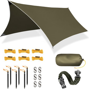 Rain Fly 12x10FT Lightweight Portable UV-Resistant Four-Season Survival Camping <b>Tarp</b> 100% Waterproof Makes Great Backpacking - Product Image 2