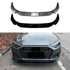 Audi A4 B9.5 Front <b>Lip</b> <b>Splitter</b> Piano Black Carbon Fiber Texture 2020-2024 ABS Body Kit - Product Image 1