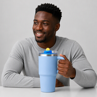 Gobelet isotherme personnalisé en acier inoxydable de 20 oz avec poignée pour l'extérieur, gobelet à café ou à eau imprimé avec logo