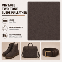 Cuir PU suédé bicolore vintage, épaisseur 1,7 mm, largeur 52 pouces, pour bottes rétro et sacs à main structurés, directement de l'usine