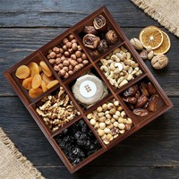 Plateau en bois multi-compartiments, plateau de service en bambou avec 9 sections, plateau à collation divisé en bois, boîte de rangement pour noix