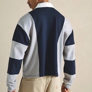 T-shirt Oversize de Designer Streetwear en Coton Épais Brodé, Polo Homme à Manches Longues Thermique à Rayures Personnalisées - Product Image 3