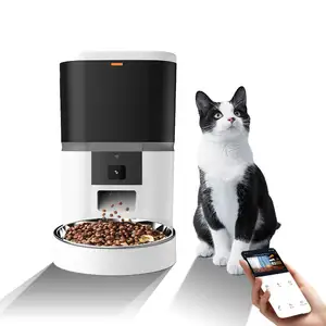 Tuya แอปโทรศัพท์มือถือ Wi-Fi อัจฉริยะสำหรับสุนัขแมวพร้อมกล้องรีโมทคอนโทรลไมโครชิปเครื่องให้อาหารสัตว์เลี้ยงอัตโนมัติ