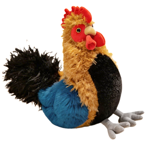 Muñeco de Peluche de Pollo Gris y Negro Moteado, Pluma Texturizada y Rizada, Peineta Roja, Juguete Educativo de Vida Silvestre para Niños - Product Image 4