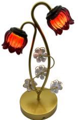 Metal Desk Lamp With Glass Flower Shades Warm White <b>LED</b> <b>Light</b> 2700K For Bedroom 25000hrs Lifespan - Product Image 4