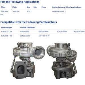 Nieuwe K16 Turbocompressor 53169707156 53169887156 A9041969999 53169707155 Voor Mercedes Benz Trucks Bus 4.3d Om904la Euro2/<span class=keywords><strong>3</strong></span> Motor - Product Image 2